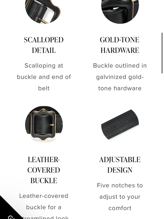 Sarah Flint - Vienna Waist Belt - Black Leather Belt with Gold Scalloped Buckle main image 4